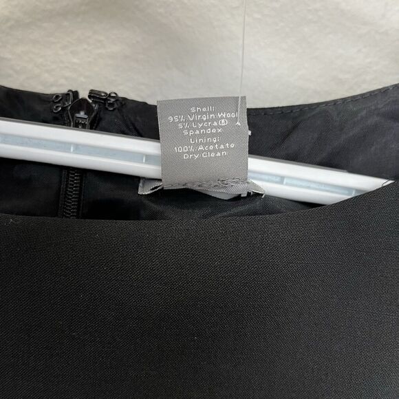 Ann Taylor | LBD Black Virgin Wool Sleeveless Knee Length Dress Belted Size 120 - Picture 6 of 8